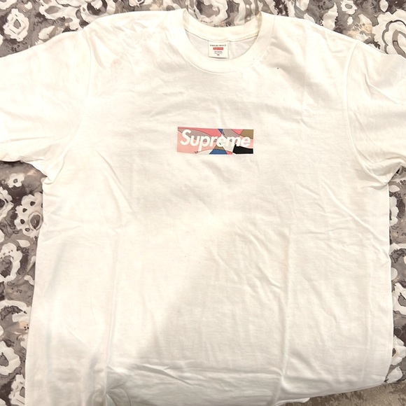 Supreme x Emilio Pucci - Box Logo Tee Shirt - White/Dusty Pink - Medium - Picture 2 of 2